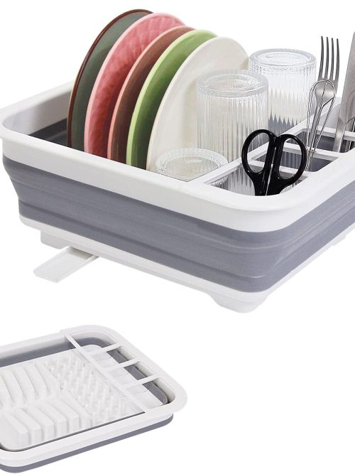 Collapsible Dish Drainer with Drain Plug & Swivel Spout - Space-Saving, Portable Dish Rack for Kitchens, RVs, Campers & Travel Trailers