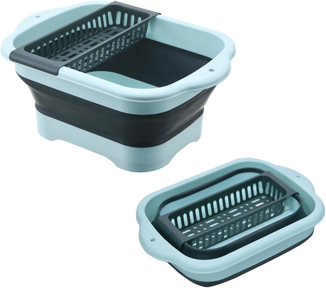11L(2.91 Gallon) Collapsible Dish Basin with Drain Plug, Space Saving Outdoor Multiuse Foldable Sink Tub, Dishpan, Portable Kitchen Storage Tray for Vegetable Washing, Camping, RV (Green)