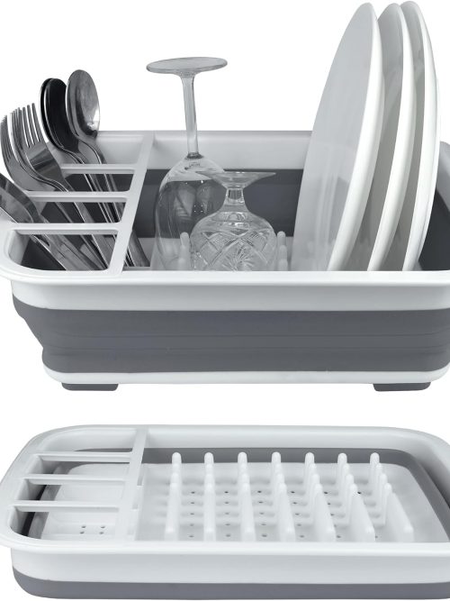 Plastic Collapsible Dish Drying Rack, Foldable Dinnerware Drainer Organizer for Storage,Kitchen